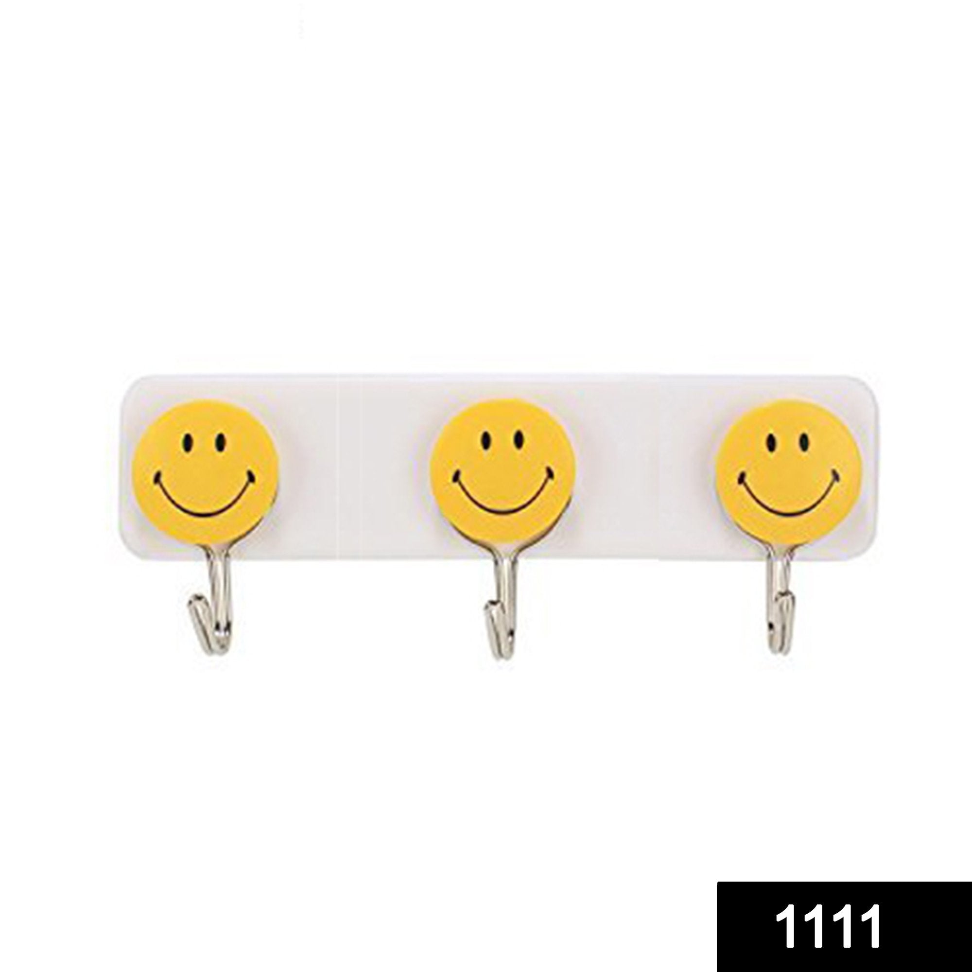1111 Self Adhesive Smiley Face Wall Hooks (Pack of 3) - SkyShopy 1111 Self Adhesive Smiley Face Wall Hooks (Pack of 3) - SkyShopy